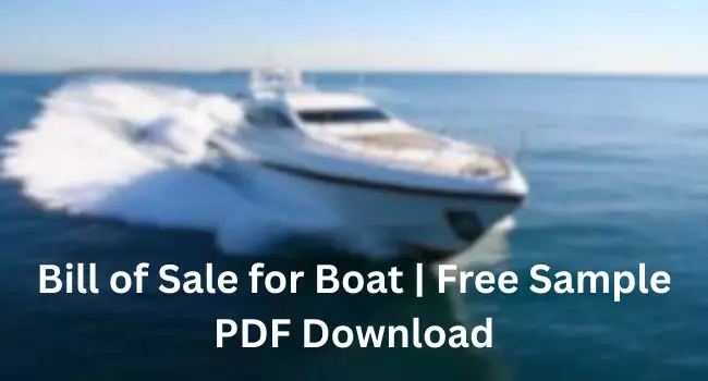 Bill of Sale for Boat