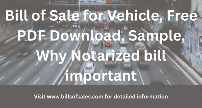Bill of Sale for Vehicle